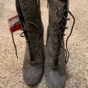 Vince Camuto grey lace up booties